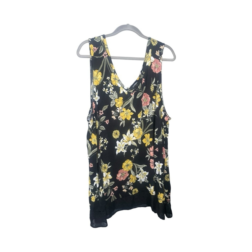 Michel Studio 4X Tops Floral Tank Spring Summer Vacation Plus Sleeveless Relaxed